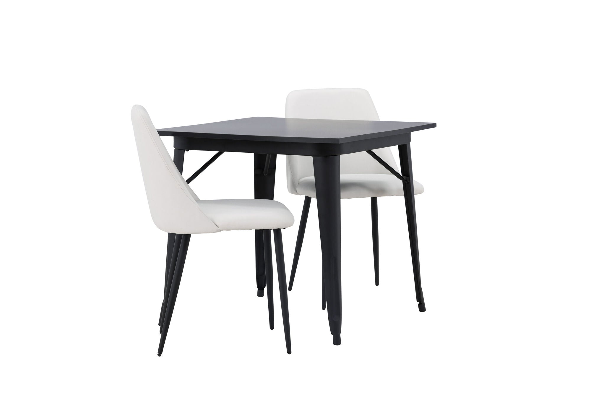 Venture Home Tempe spisebord - Black / Black MDF +Night Spisebordsstol - Black / White PU _2
