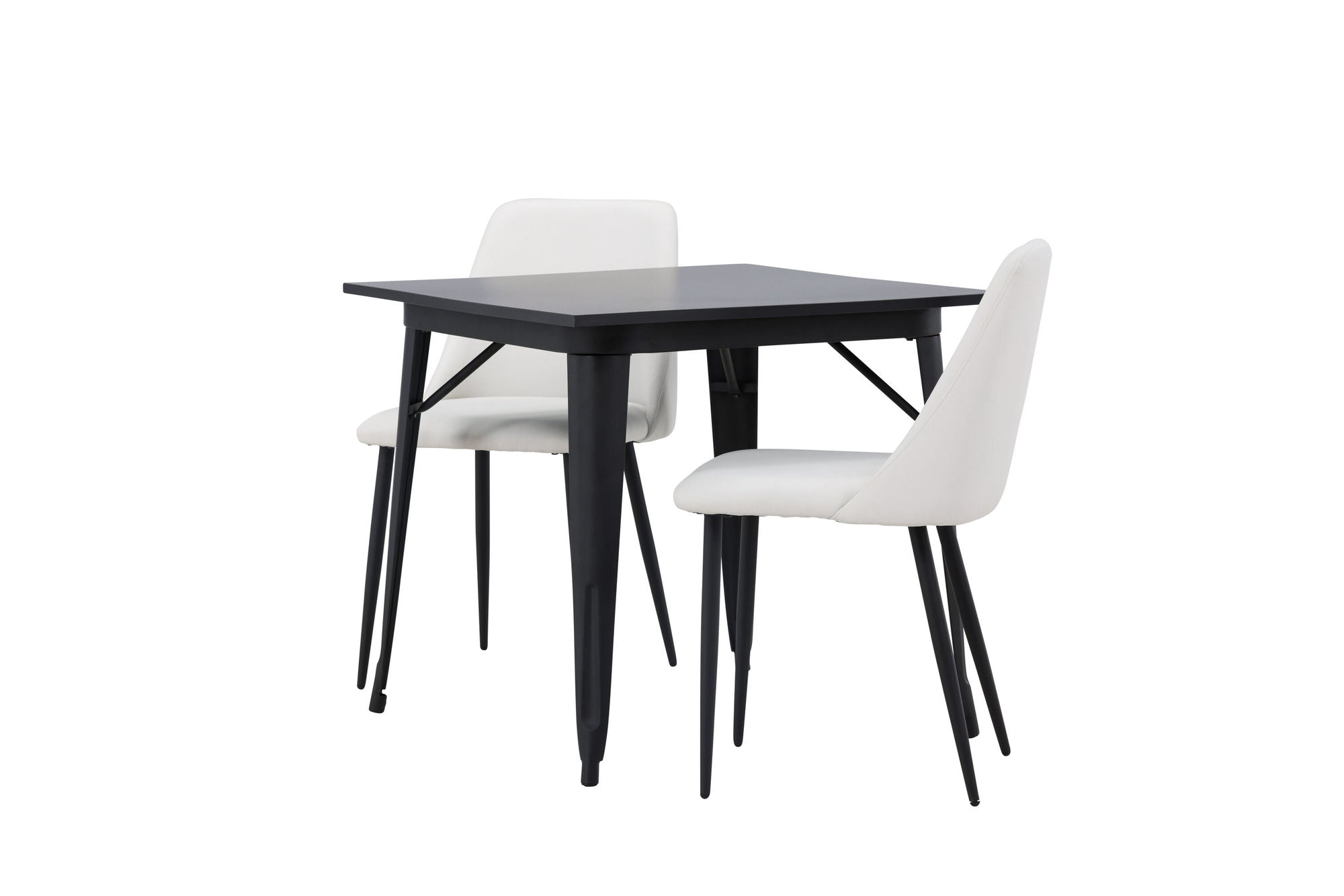 Venture Home Tempe spisebord - Black / Black MDF +Night Spisebordsstol - Black / White PU _2