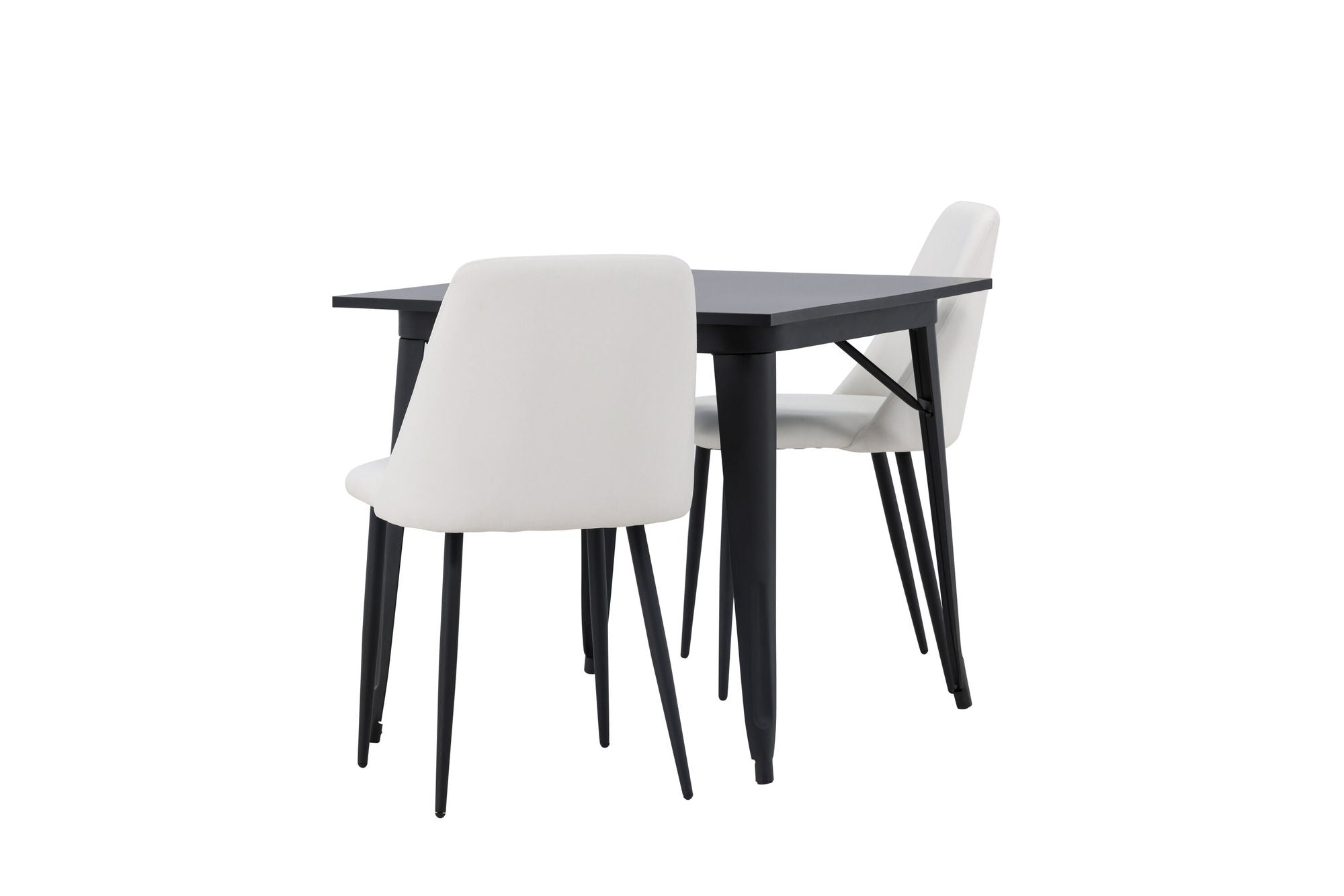 Venture Home Tempe spisebord - Black / Black MDF +Night Spisebordsstol - Black / White PU _2