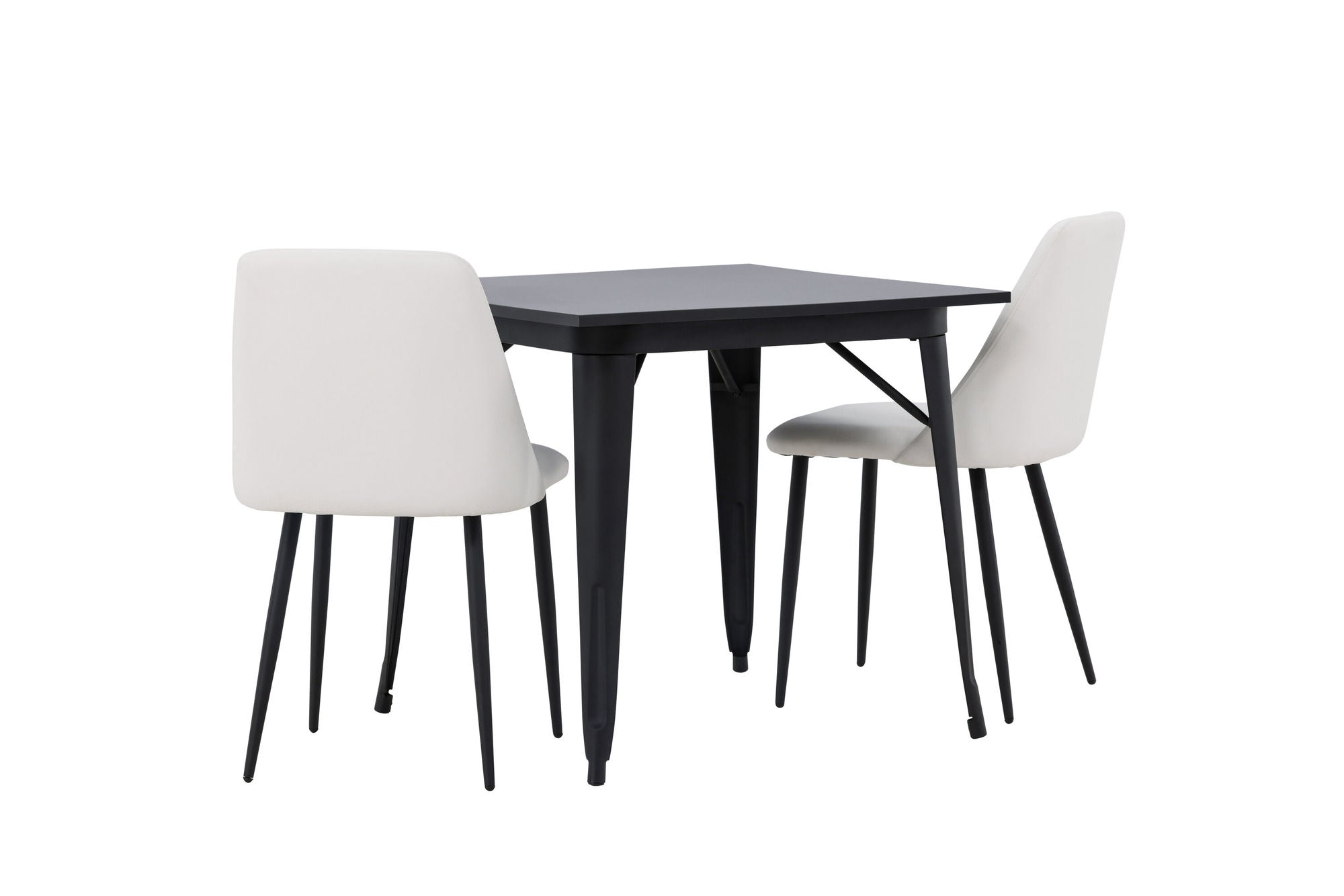 Venture Home Tempe spisebord - Black / Black MDF +Night Spisebordsstol - Black / White PU _2