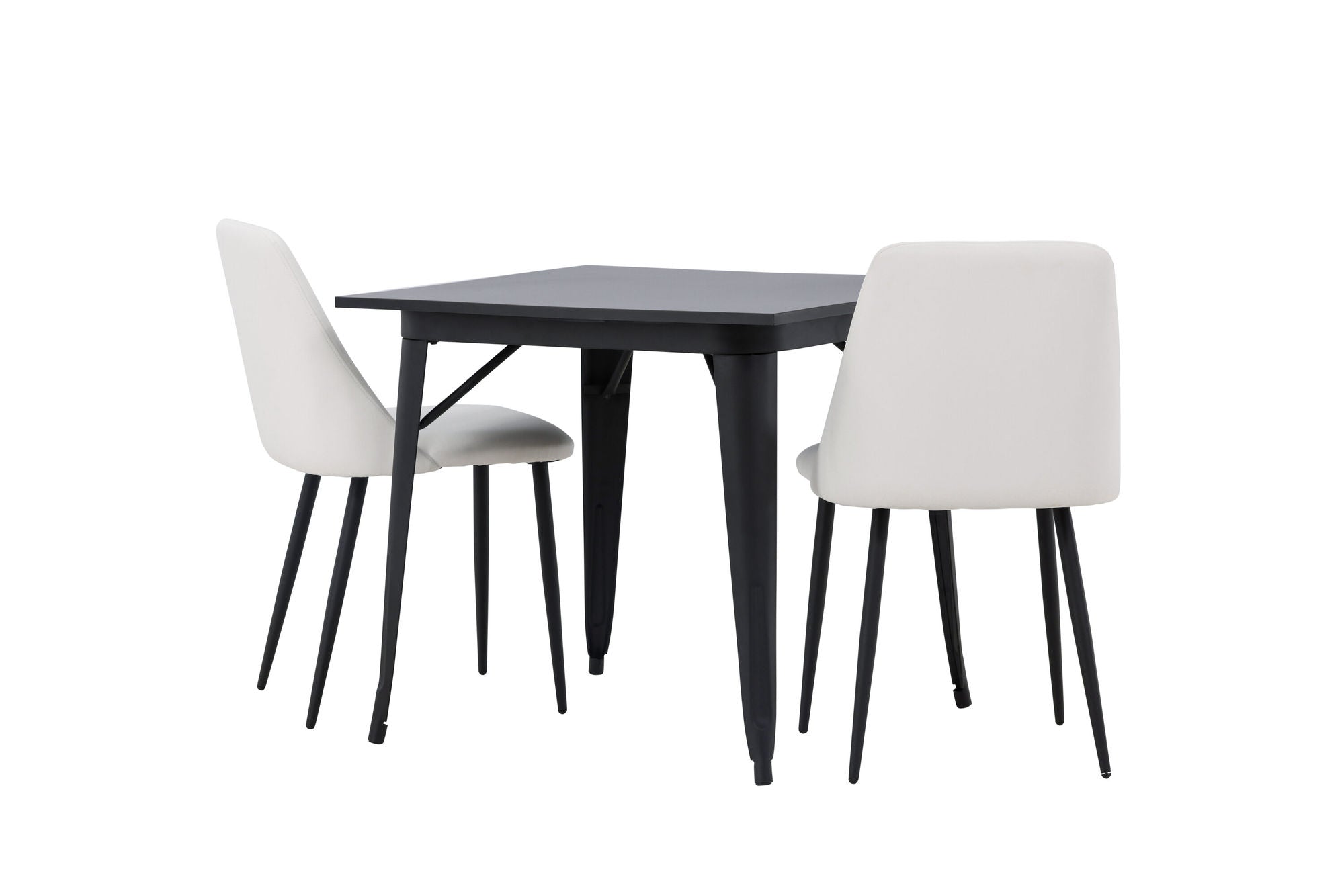 Venture Home Tempe spisebord - Black / Black MDF +Night Spisebordsstol - Black / White PU _2