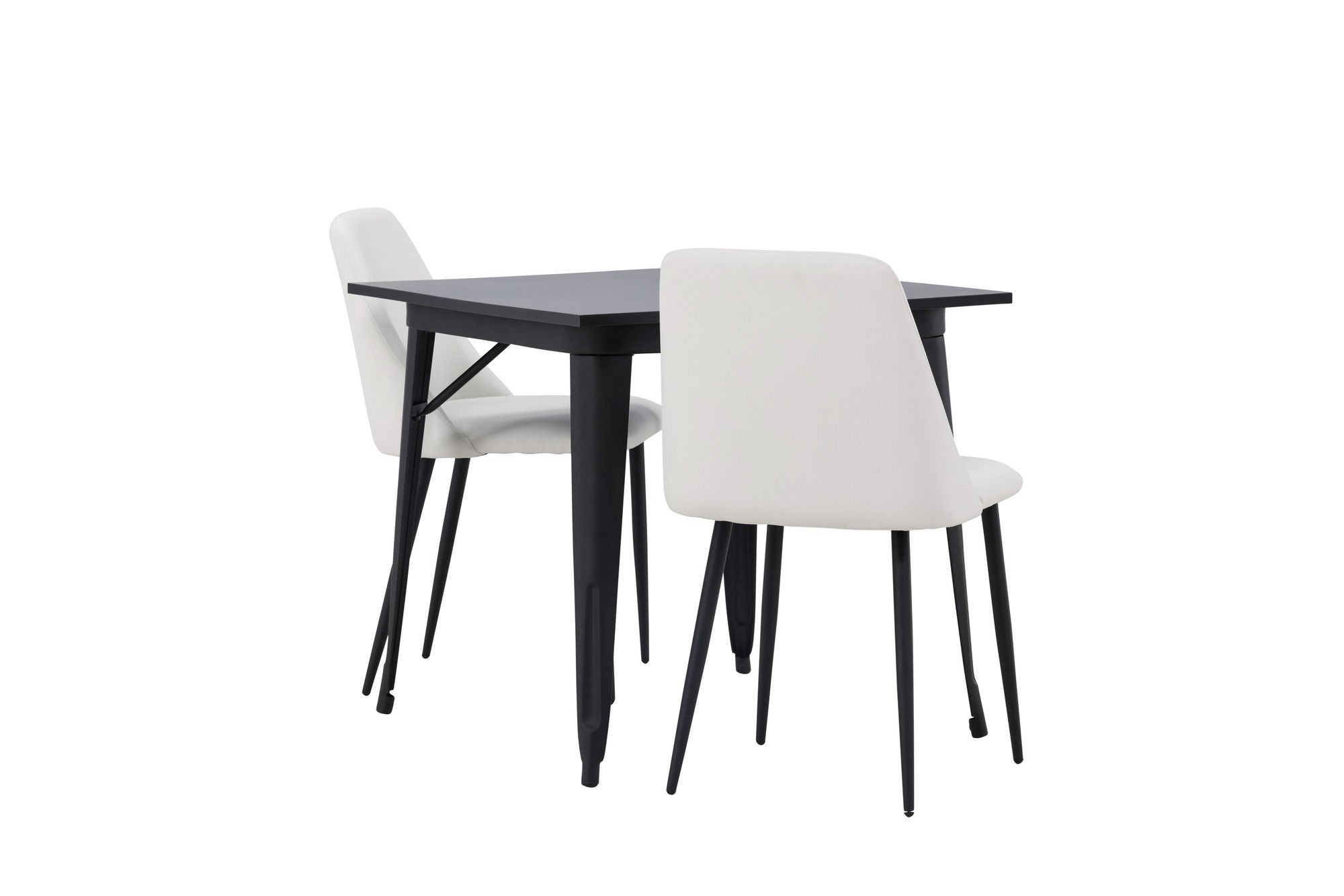 Venture Home Tempe spisebord - Black / Black MDF +Night Spisebordsstol - Black / White PU _2