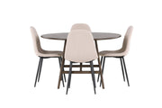 Venture Home Kaseidon spisebord - rund - Rubberwood / Dark Brown MDF +Polar Spisebordsstol - Black / Beige Boucle _4