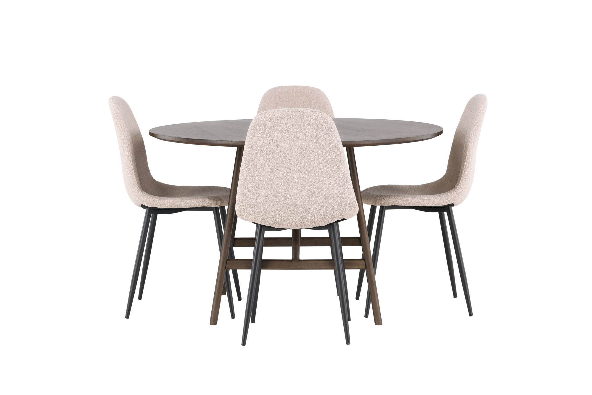 Venture Home Kaseidon spisebord - rund - Rubberwood / Dark Brown MDF +Polar Spisebordsstol - Black / Beige Boucle _4