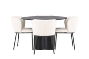 Venture Home Olivia spisebord - Black / Black Veneer +Edina Spisebordsstol - Black / White Boucle _4