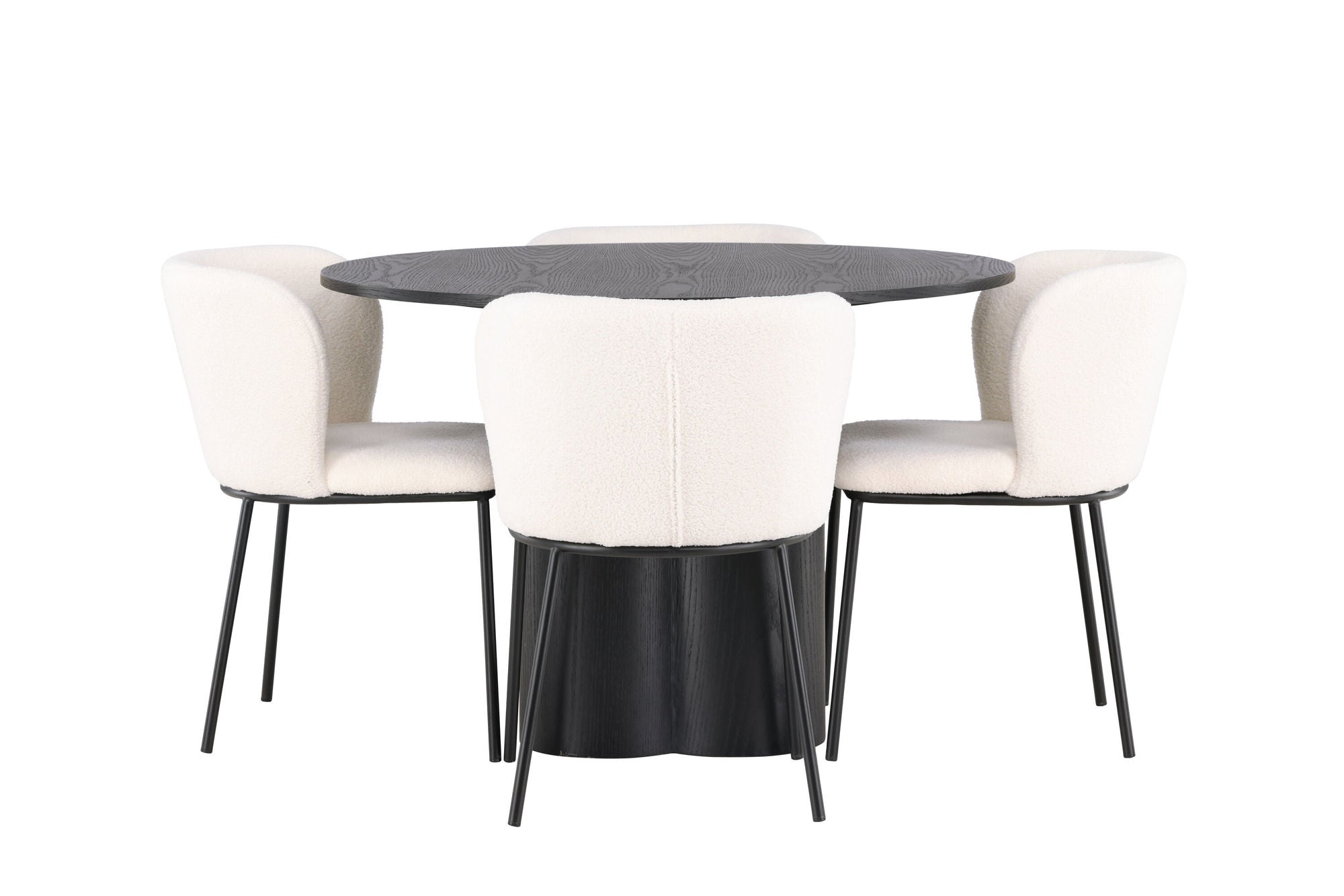 Venture Home Olivia spisebord - Black / Black Veneer +Edina Spisebordsstol - Black / White Boucle _4