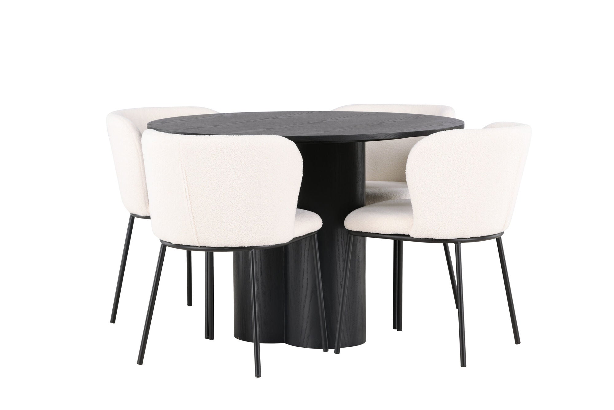Venture Home Olivia spisebord - Black / Black Veneer +Edina Spisebordsstol - Black / White Boucle _4