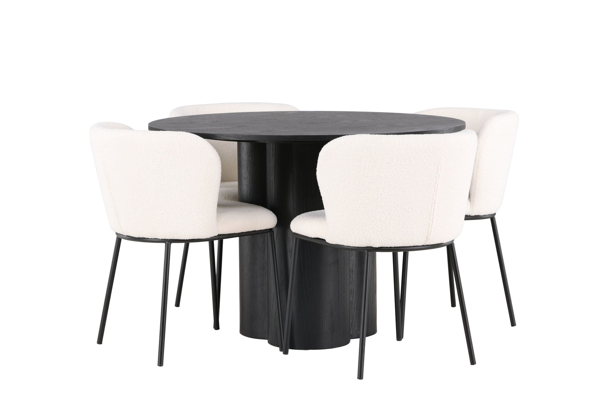 Venture Home Olivia spisebord - Black / Black Veneer +Edina Spisebordsstol - Black / White Boucle _4