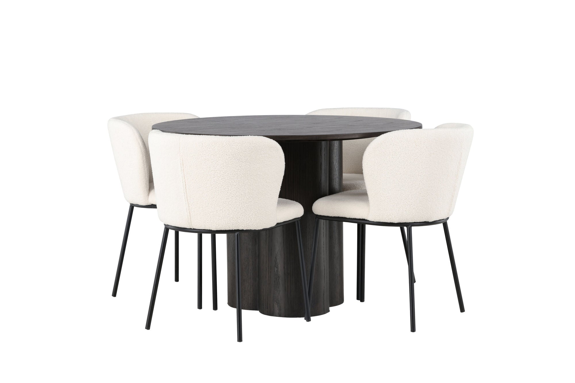 Venture Home Olivia spisebord - Mocca / Mocca Veneer +Edina Spisebordsstol - Black / White Boucle _4