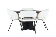 Venture Home Bootcut rund spisebord - Black / Black Fanéer +Day Spisebordsstol - Matte black / White Linen _4
