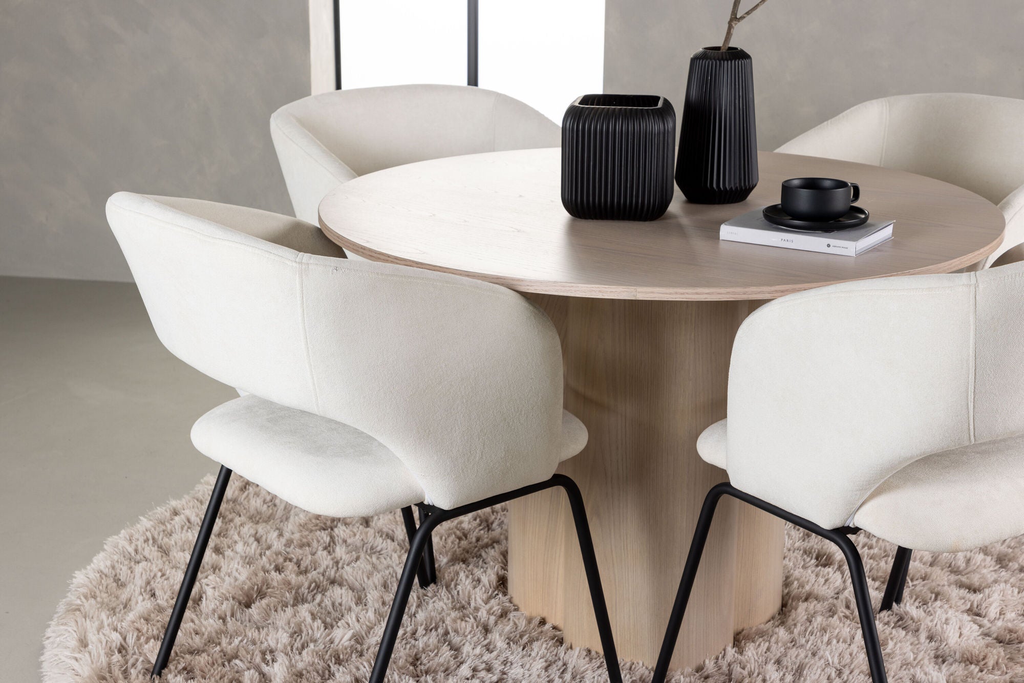 Venture Home Olivia spisebord - White Wash Veneer +Day Spisebordsstol - Matte black / White Linen _4