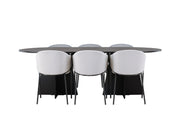 Venture Home Bootcut Oval spisebord - Black / Black Fanéer +Evelina Spisebordsstol - Black / Light grey Velvet _6