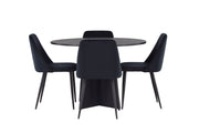 Venture Home Bootcut rund spisebord - Black / Black Fanéer +Night Spisebordsstol - Black / Black Velvet _4