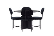 Venture Home Bootcut rund spisebord - Black / Black Fanéer +Stella Spisebordsstol - Black / Black Velvet _4