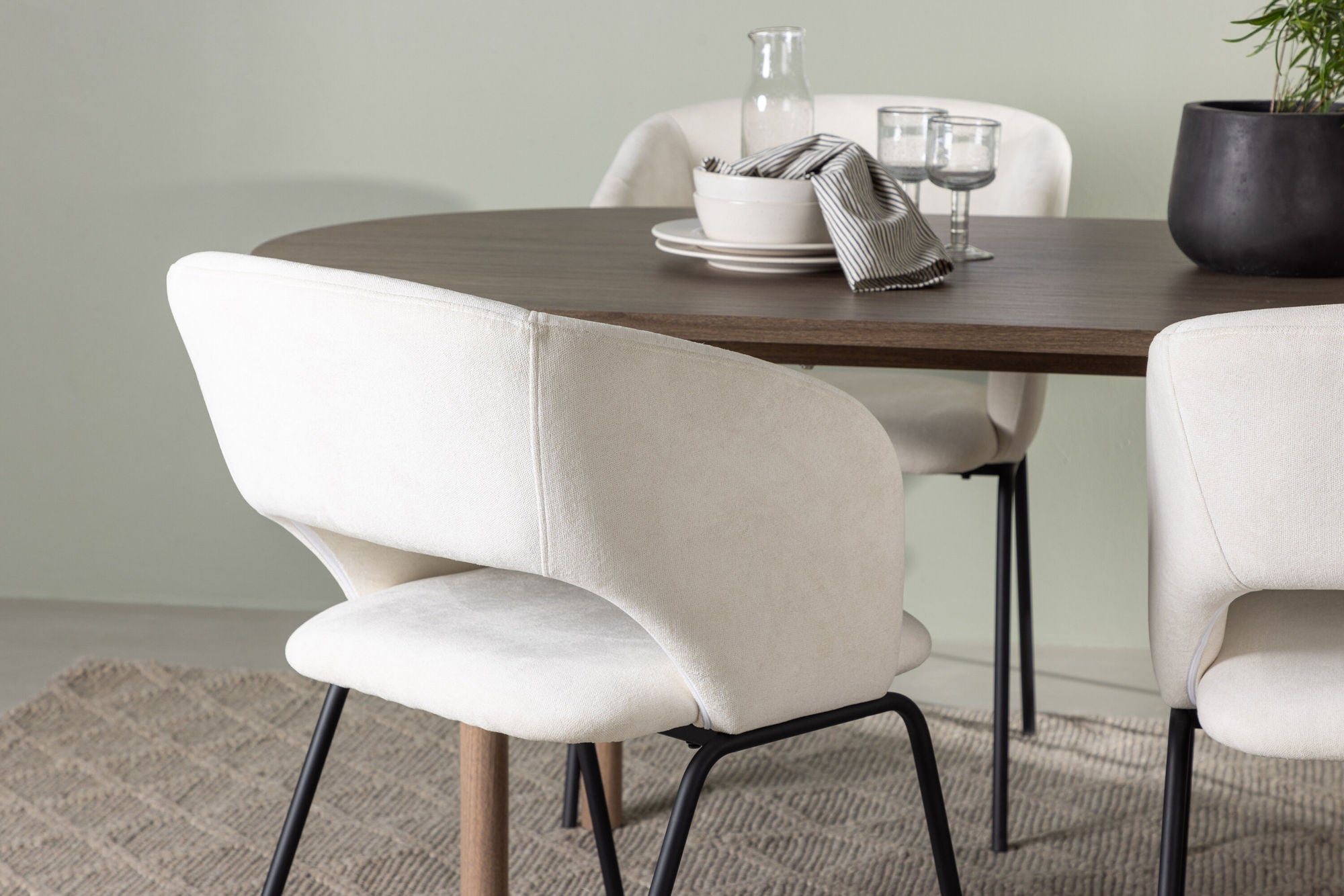 Venture Home Andy spisebord 180*75 - Natural / Natural MDF +Day Spisebordsstol - Matte black / White Linen _4