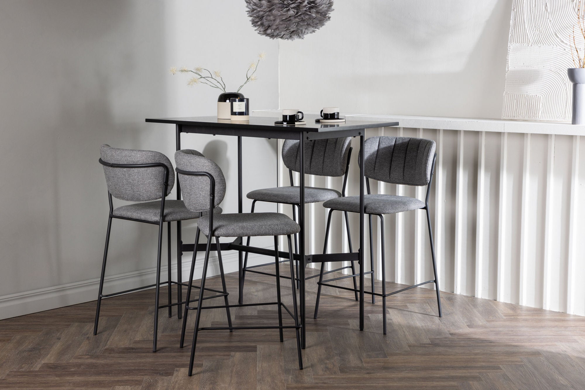 Venture Home Rax Bar bord 120*60 - Black / Black MDF +Bell Bar stol - Black / Grey Fabric _4