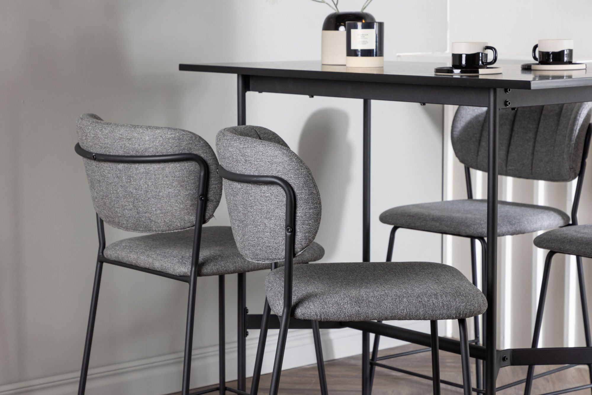 Venture Home Rax Bar bord 120*60 - Black / Black MDF +Bell Bar stol - Black / Grey Fabric _4