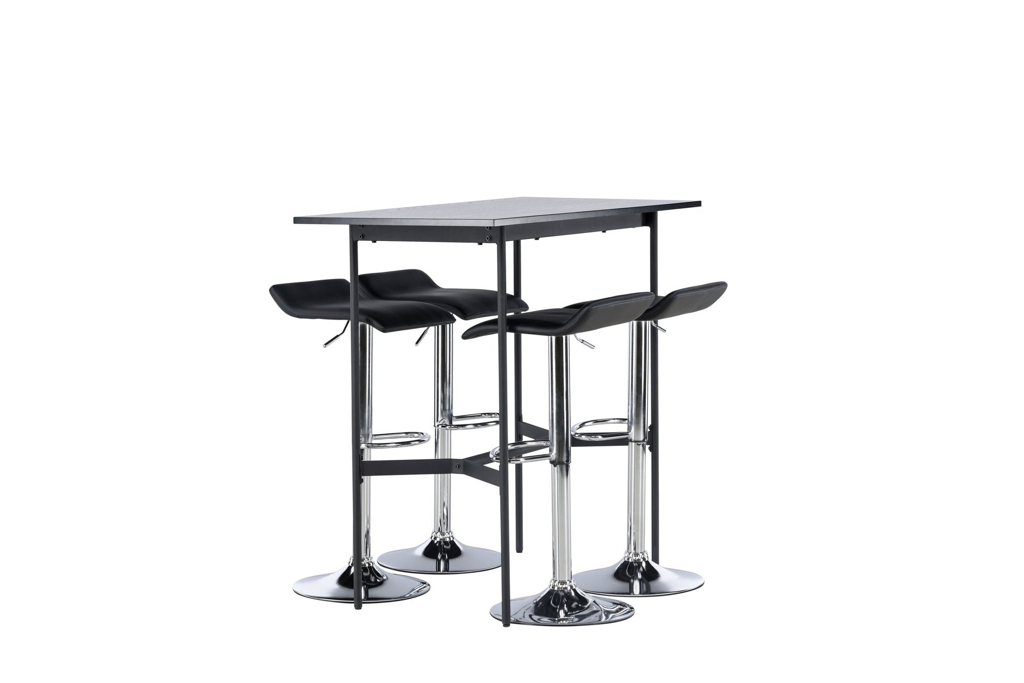 Venture Home Rax Bar bord 120*60 - Black / Black MDF +Jonna Bar stol - Chromed Steel / Black Fabric _4