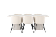 Venture Home Olga spisebord 200*75 - White Wash +Berit stol - Black / Beige Velvet _6