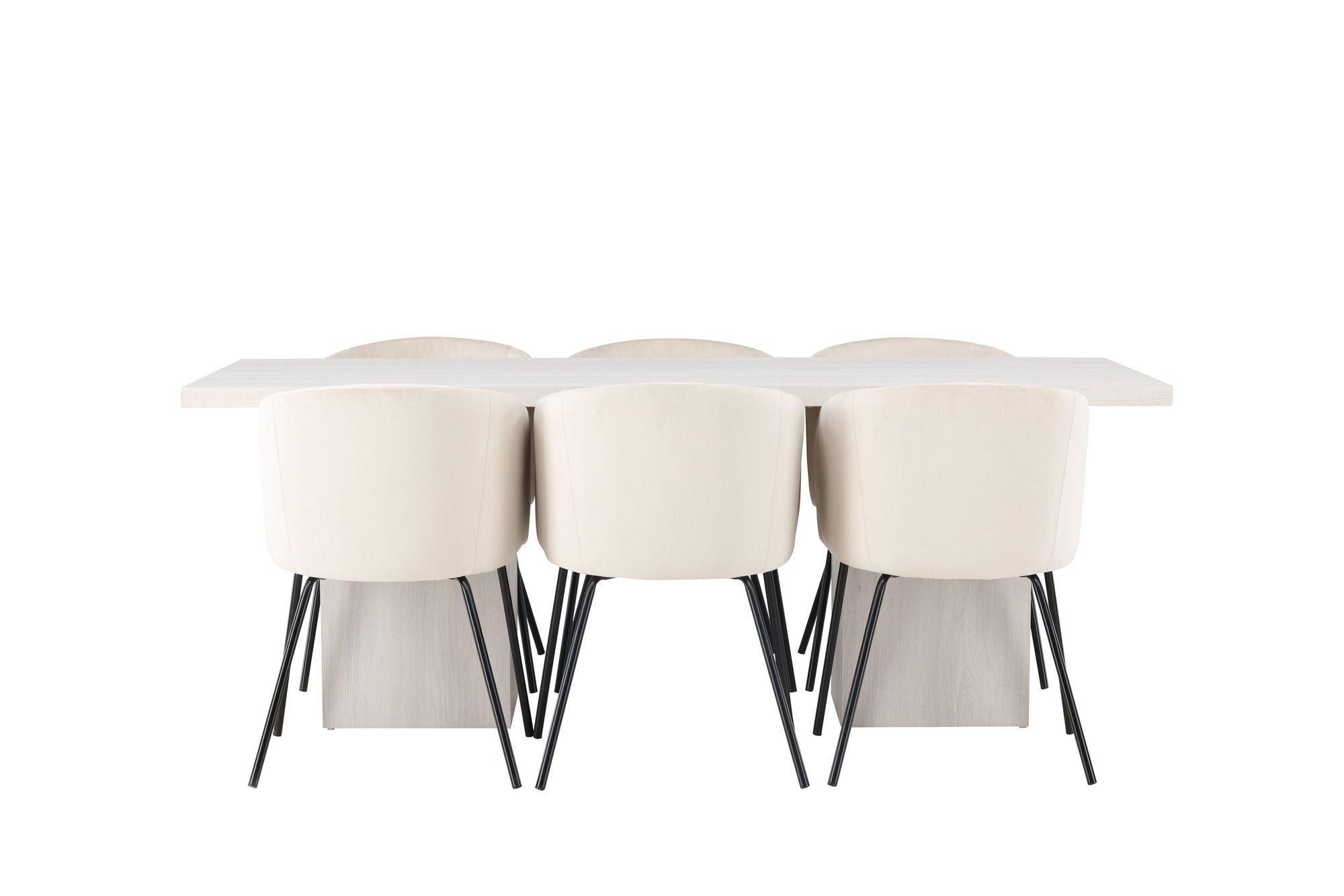 Venture Home Olga spisebord 200*75 - White Wash +Berit stol - Black / Beige Velvet _6