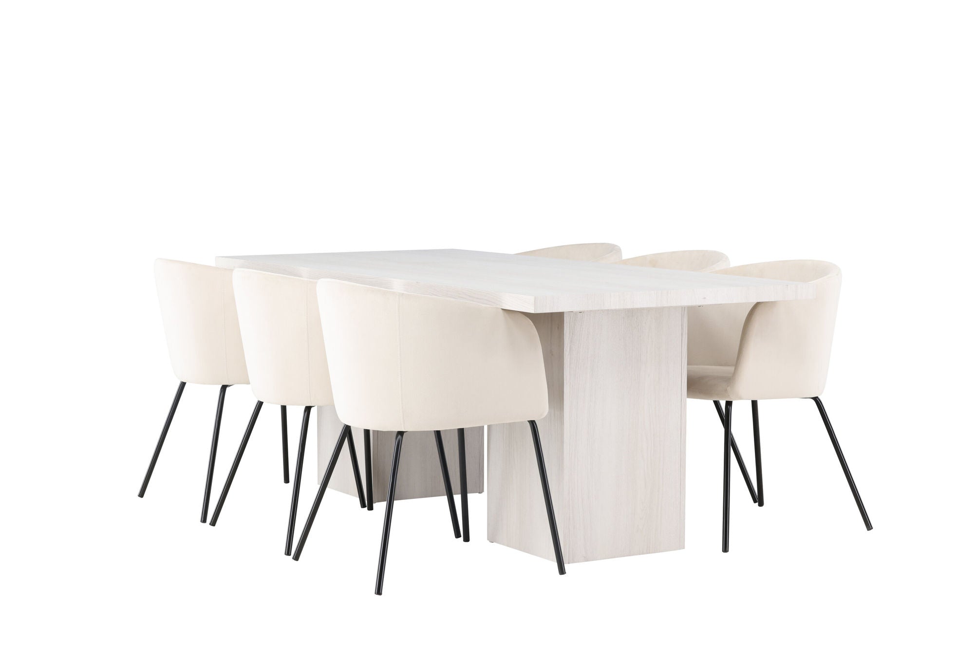 Venture Home Olga spisebord 200*75 - White Wash +Berit stol - Black / Beige Velvet _6