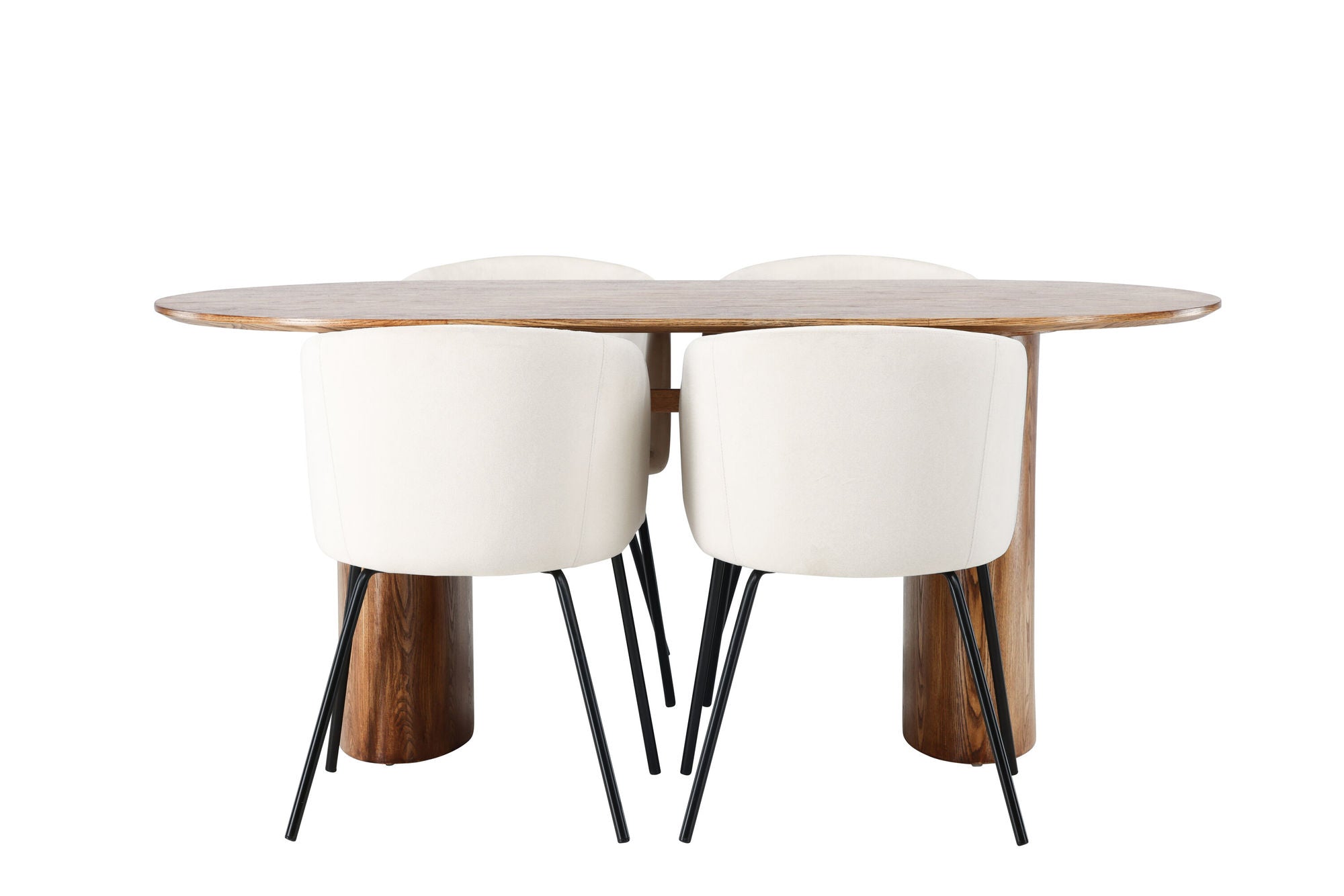 Venture Home Isolde spisebord 140*75 - Nature / Nature MDF +Berit stol - Black / Beige Velvet _4