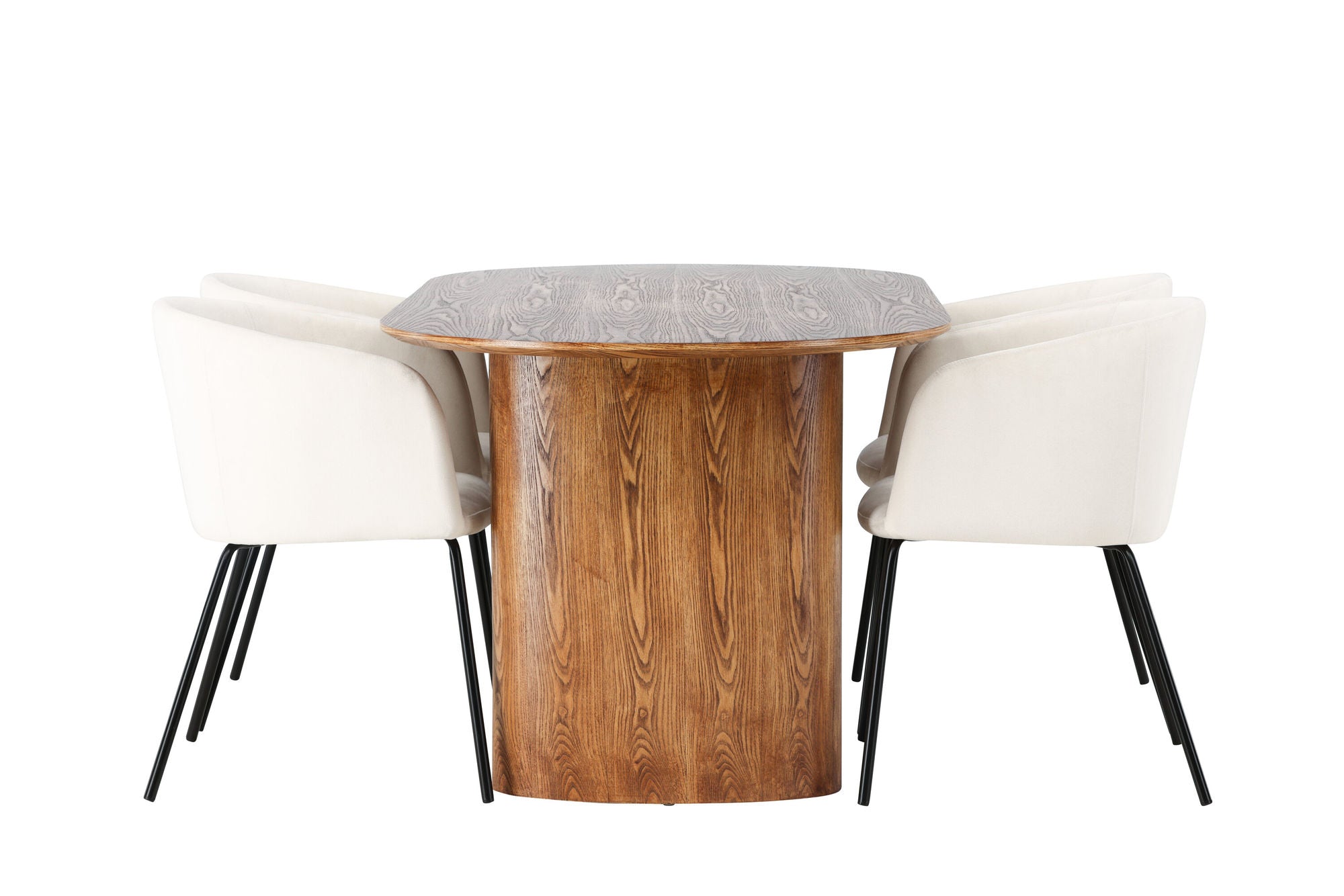 Venture Home Isolde spisebord 140*75 - Nature / Nature MDF +Berit stol - Black / Beige Velvet _4