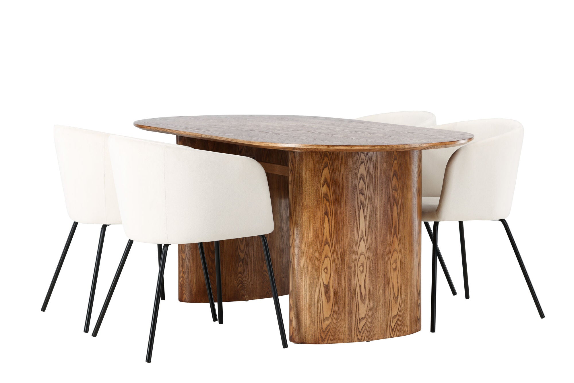Venture Home Isolde spisebord 140*75 - Nature / Nature MDF +Berit stol - Black / Beige Velvet _4
