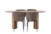 Venture Home Isolde spisebord 140*75 - Nature / Nature MDF +Modesto Spisebordsstol - Grey / Smoked Black Boucle _4