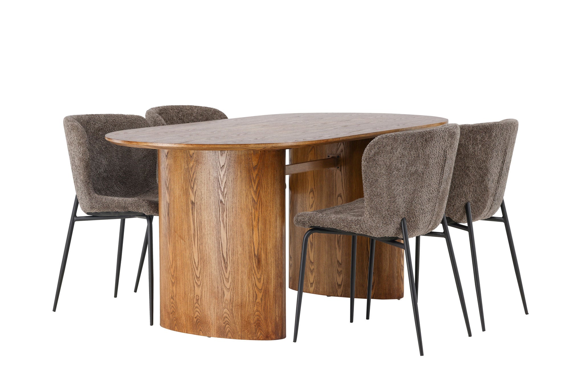 Venture Home Isolde spisebord 140*75 - Nature / Nature MDF +Modesto Spisebordsstol - Grey / Smoked Black Boucle _4