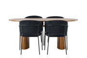 Venture Home Isolde spisebord 140*75 - Nature / Nature MDF +Selma Spisebordsstol - Black / Black Velvet _4