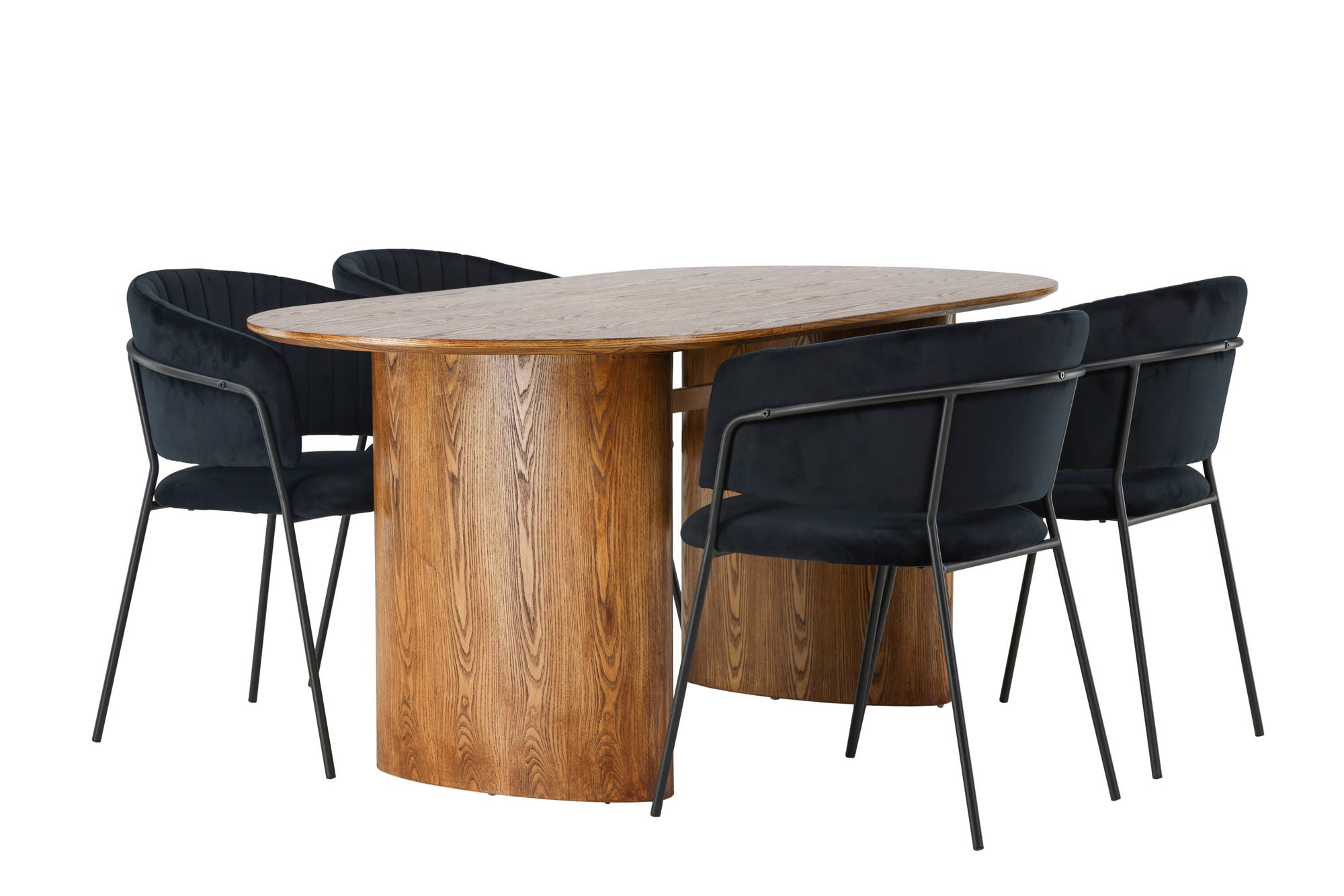 Venture Home Isolde spisebord 140*75 - Nature / Nature MDF +Selma Spisebordsstol - Black / Black Velvet _4