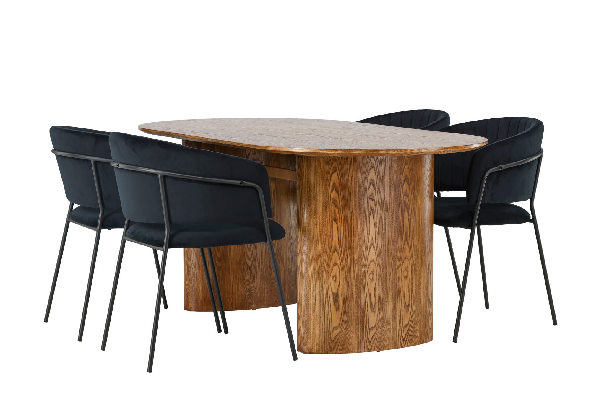 Venture Home Isolde spisebord 140*75 - Nature / Nature MDF +Selma Spisebordsstol - Black / Black Velvet _4