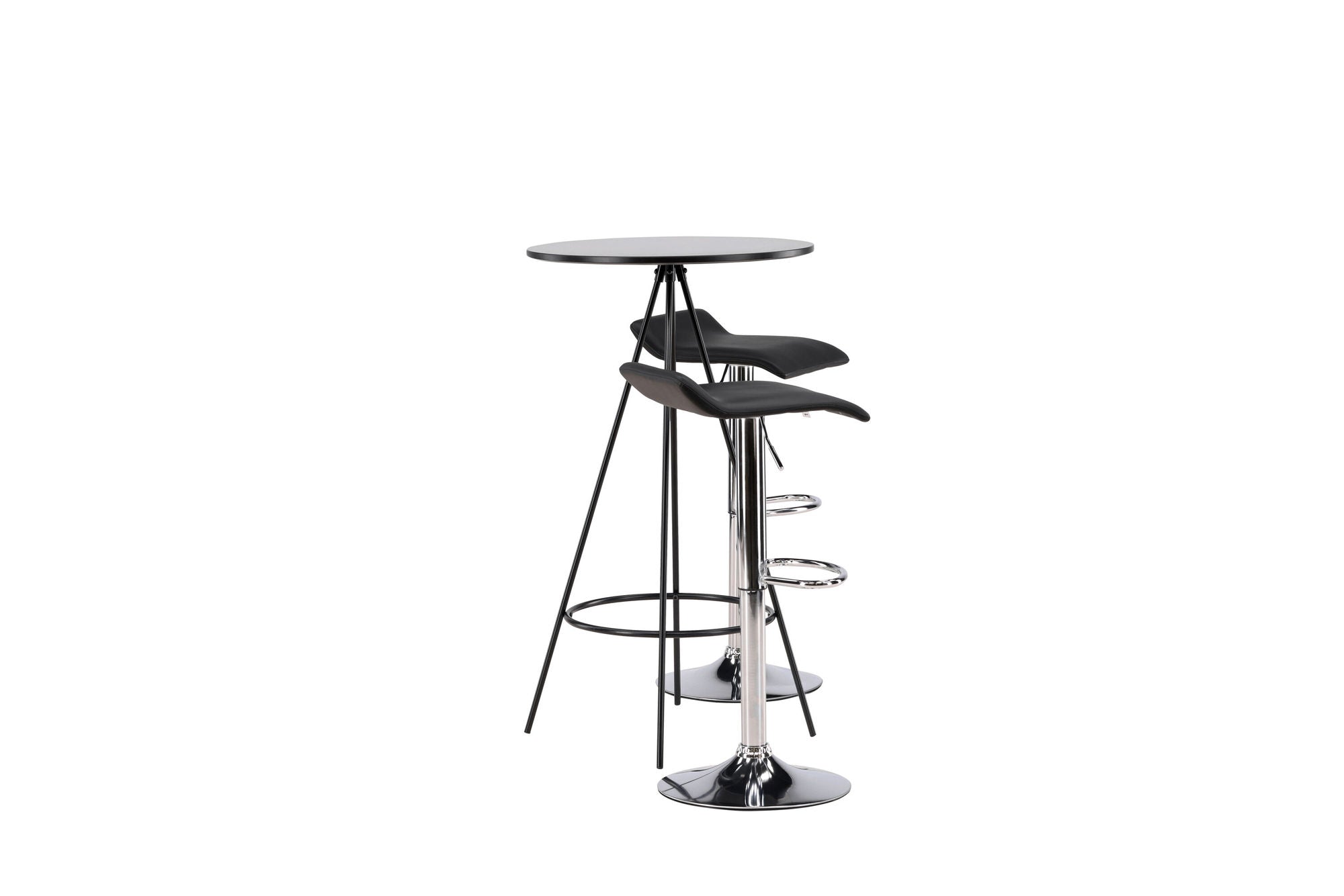 Venture Home Bistro Bar bord φ60 - Black / MDF with veneer +Jonna Bar stol - Chromed Steel / Black Fabric _2
