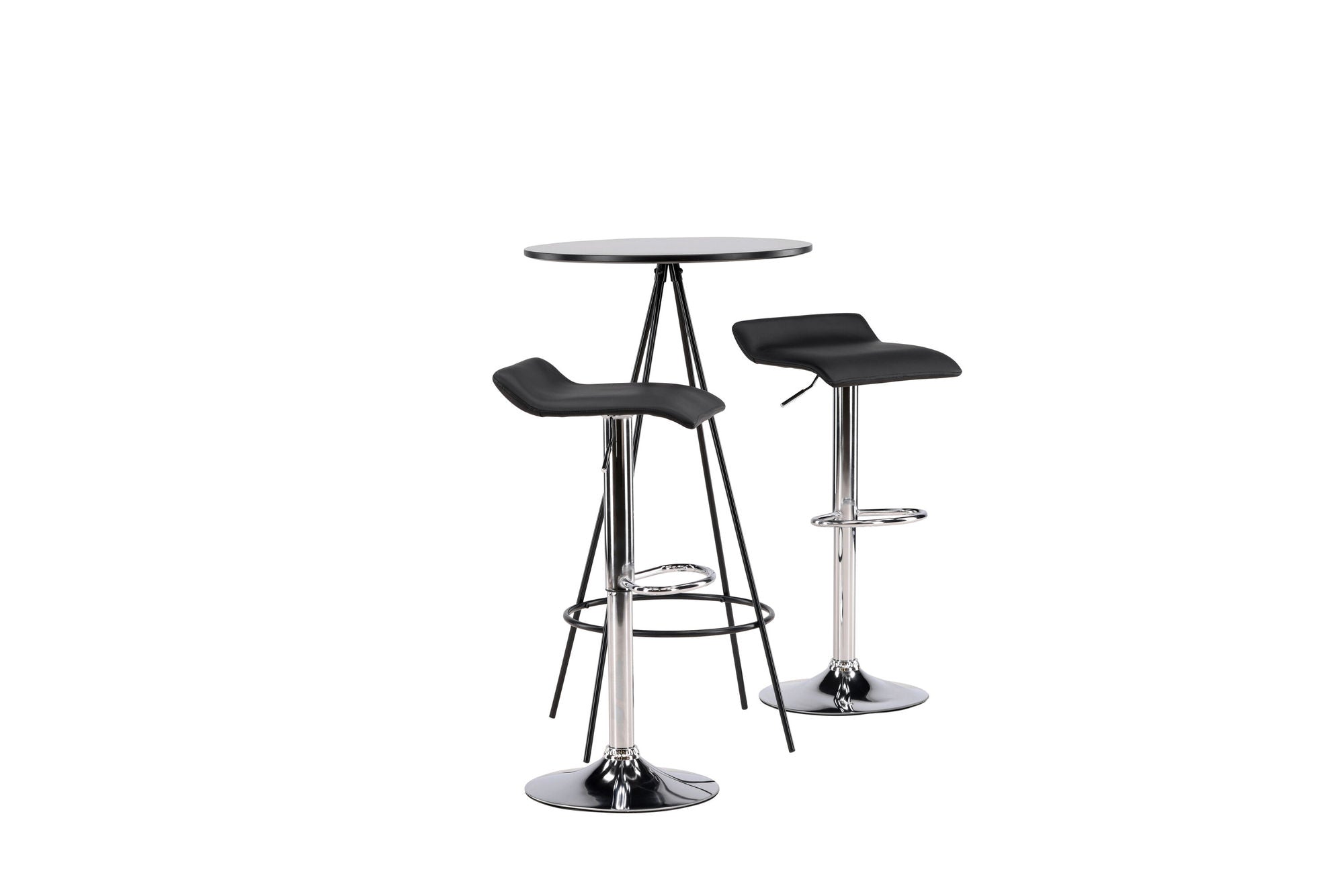 Venture Home Bistro Bar bord φ60 - Black / MDF with veneer +Jonna Bar stol - Chromed Steel / Black Fabric _2