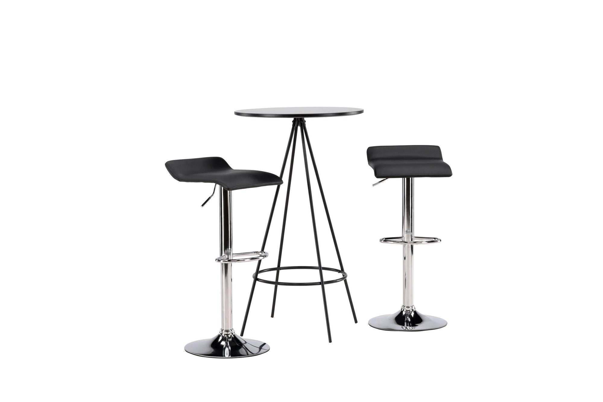 Venture Home Bistro Bar bord φ60 - Black / MDF with veneer +Jonna Bar stol - Chromed Steel / Black Fabric _2