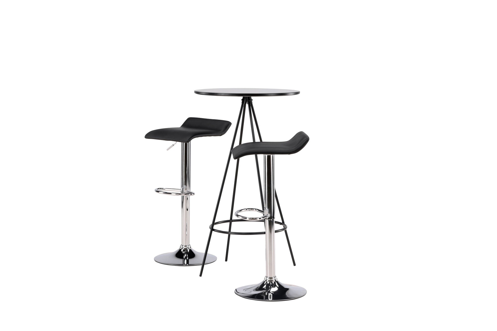 Venture Home Bistro Bar bord φ60 - Black / MDF with veneer +Jonna Bar stol - Chromed Steel / Black Fabric _2