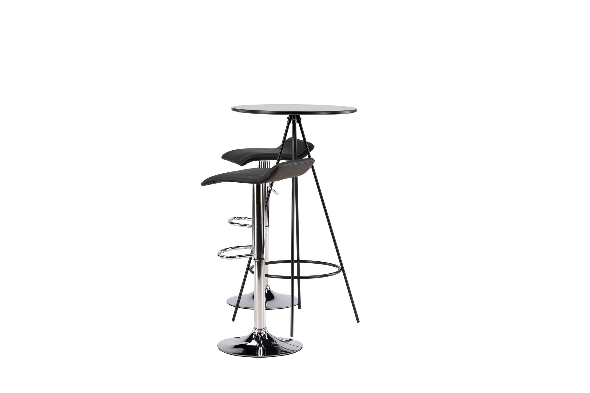 Venture Home Bistro Bar bord φ60 - Black / MDF with veneer +Jonna Bar stol - Chromed Steel / Black Fabric _2