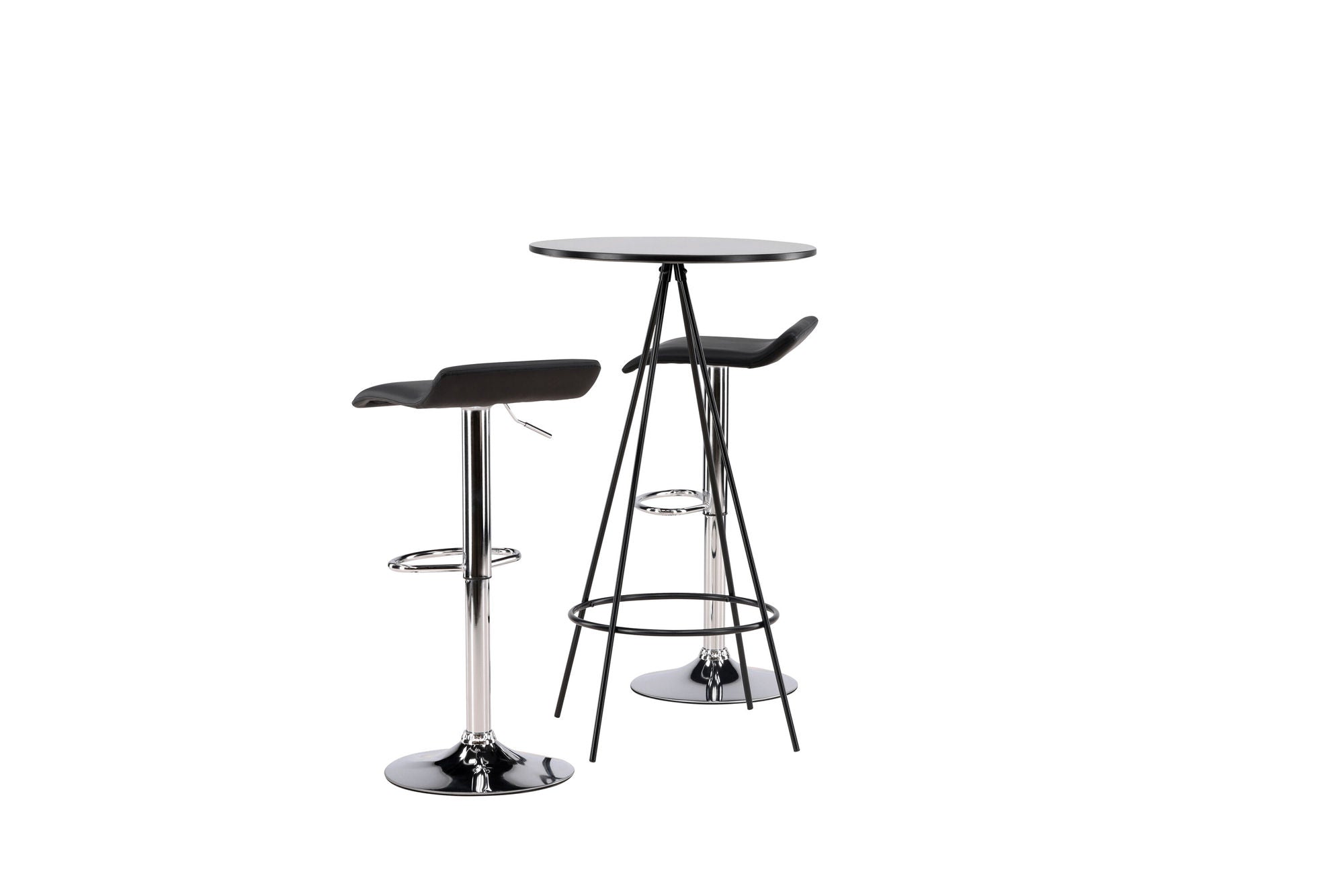 Venture Home Bistro Bar bord φ60 - Black / MDF with veneer +Jonna Bar stol - Chromed Steel / Black Fabric _2