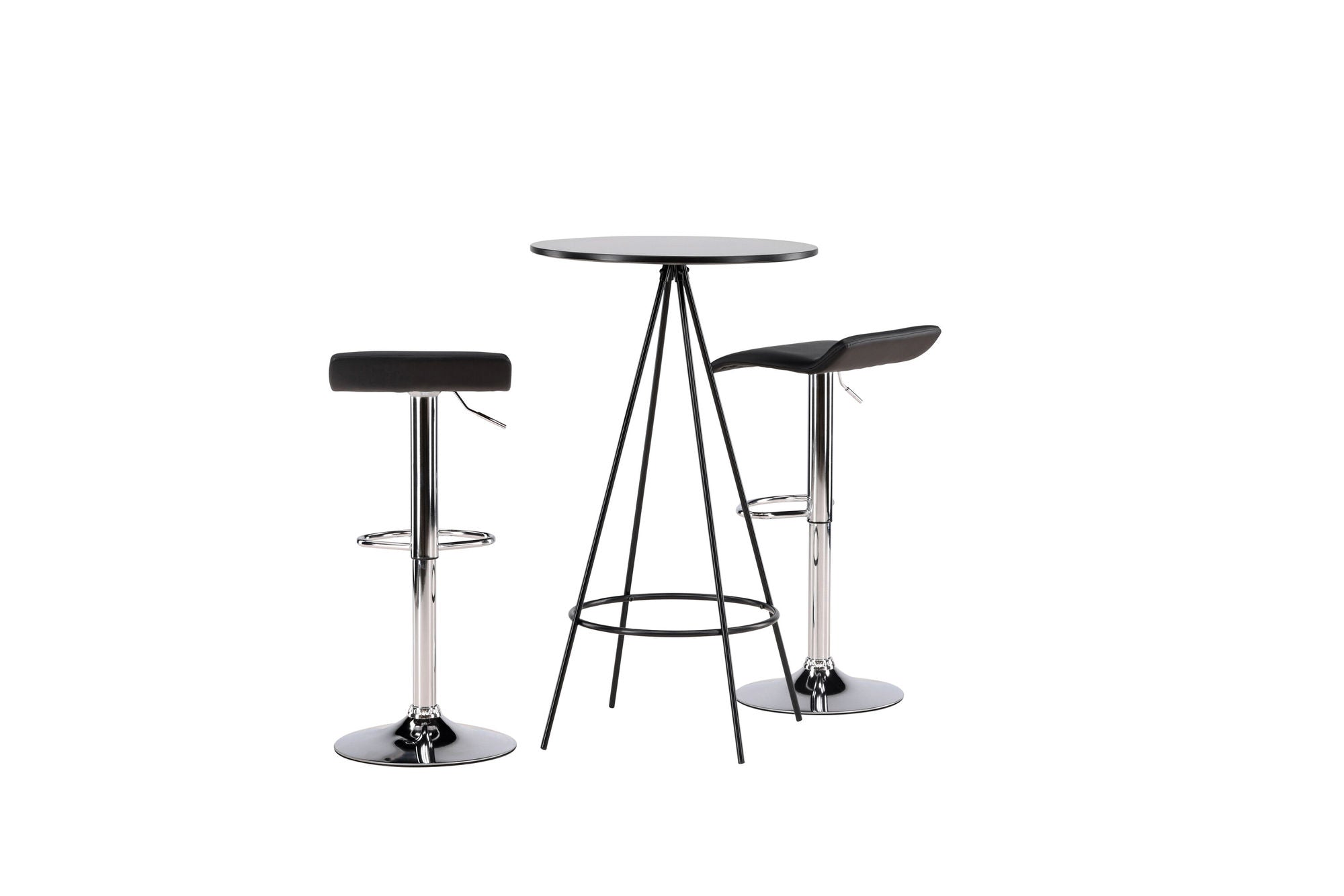 Venture Home Bistro Bar bord φ60 - Black / MDF with veneer +Jonna Bar stol - Chromed Steel / Black Fabric _2