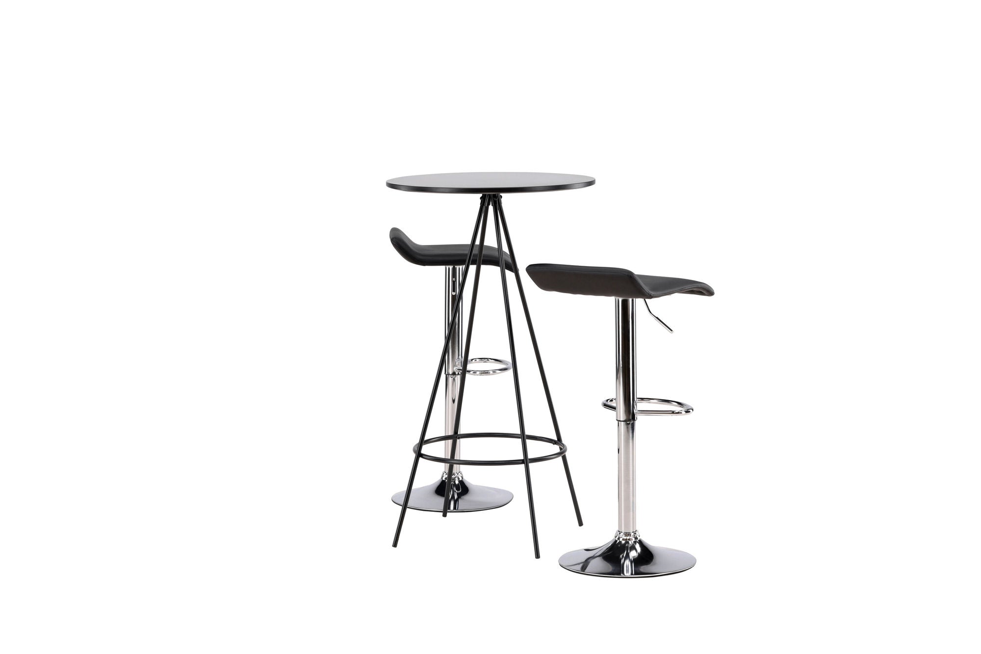 Venture Home Bistro Bar bord φ60 - Black / MDF with veneer +Jonna Bar stol - Chromed Steel / Black Fabric _2