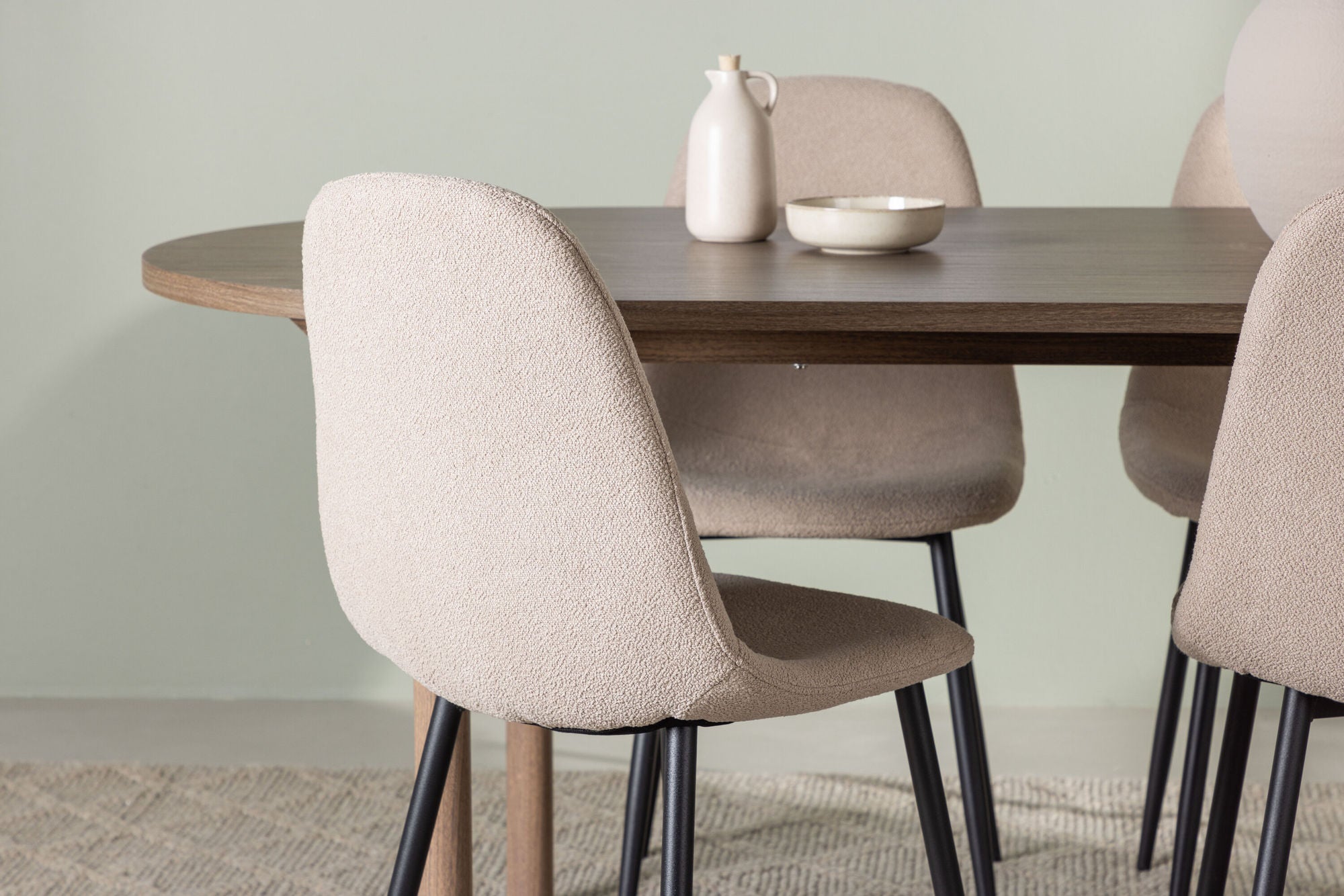 Venture Home Andy spisebord 180*75 - Natural / Natural MDF +Polar Spisebordsstol - Black / Beige Boucle _4