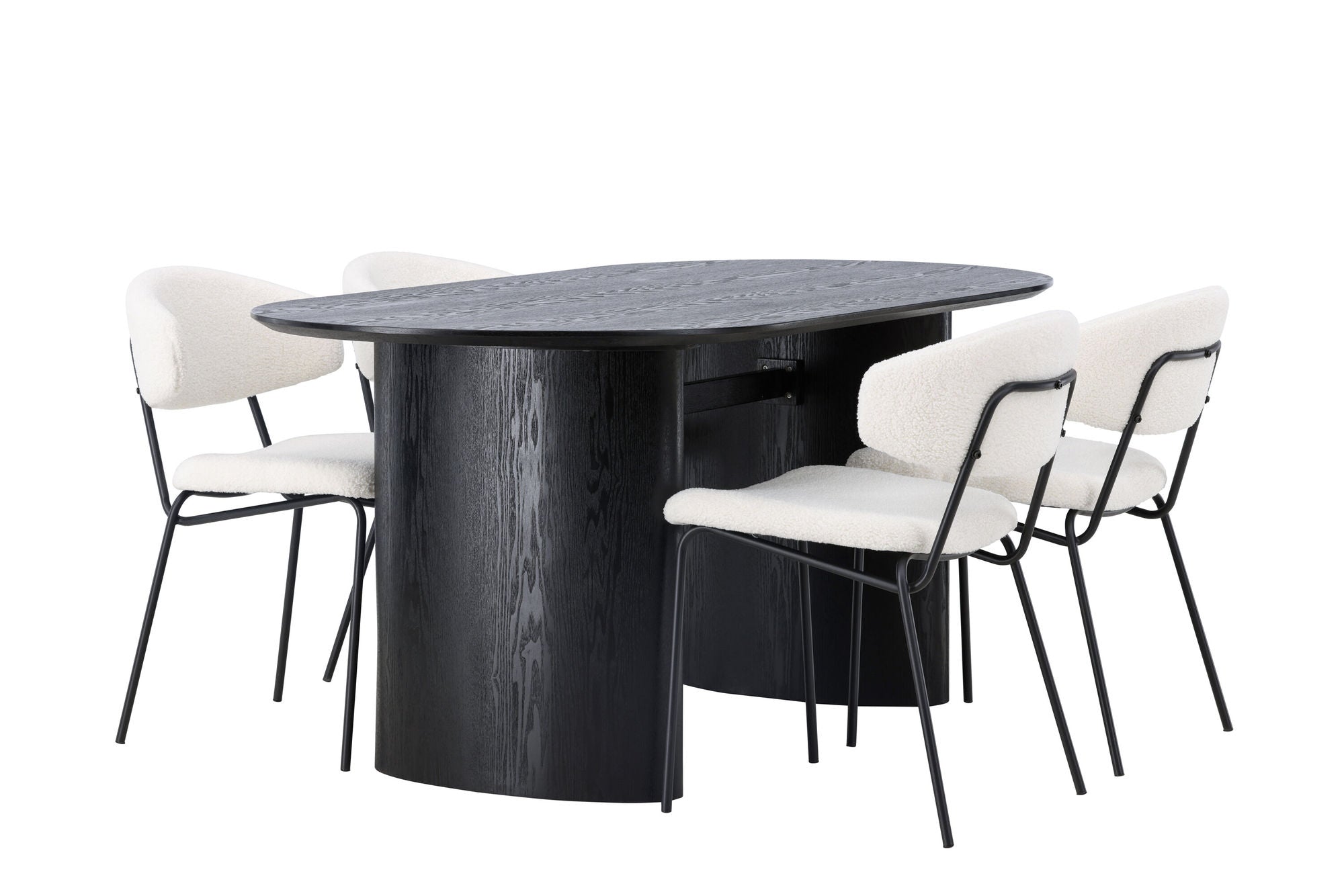 Venture Home Isolde spisebord 180*75 - Black / Black MDF +Chico Spisebordsstol - Black / White Boucle _4