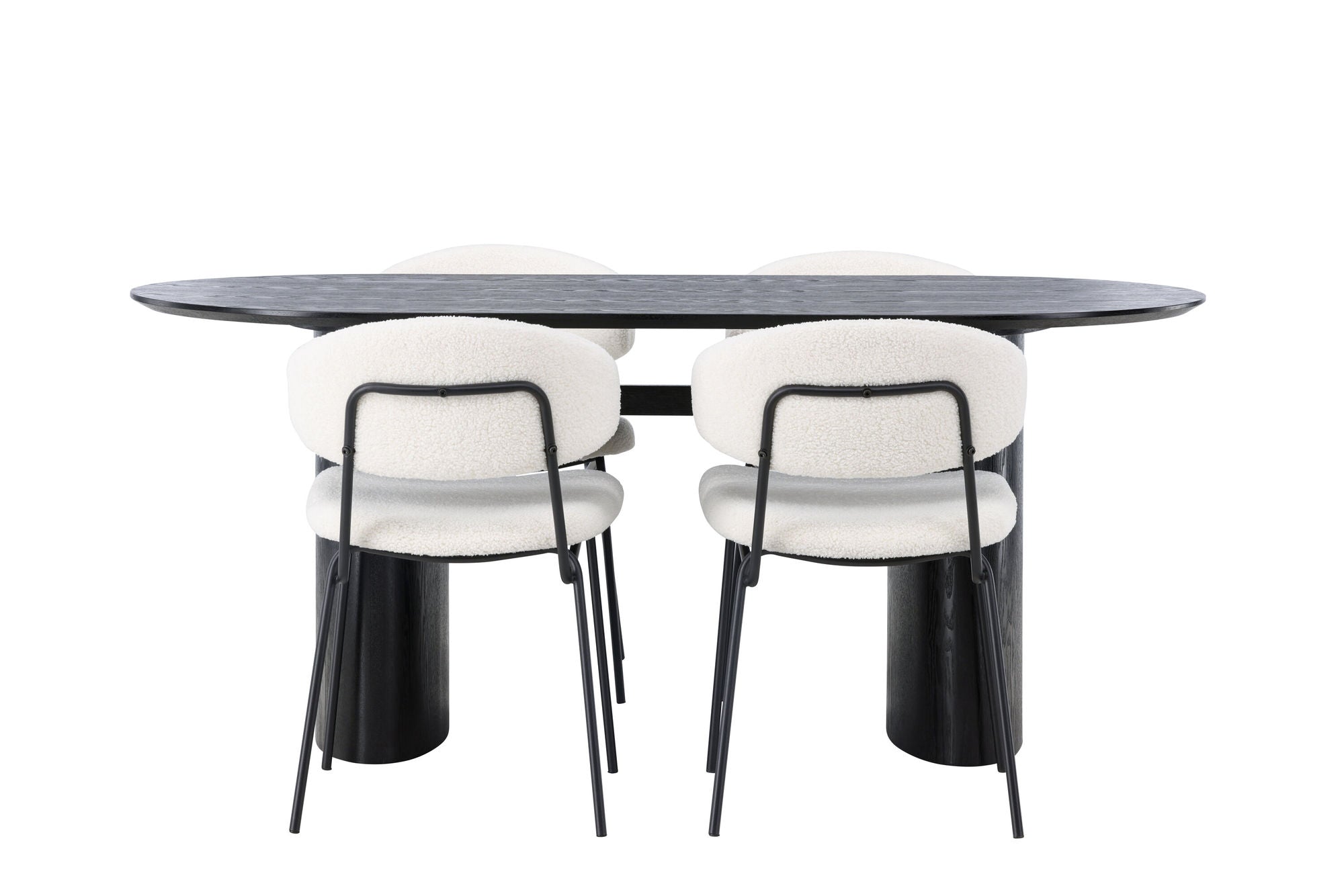 Venture Home Isolde spisebord 180*75 - Black / Black MDF +Chico Spisebordsstol - Black / White Boucle _4