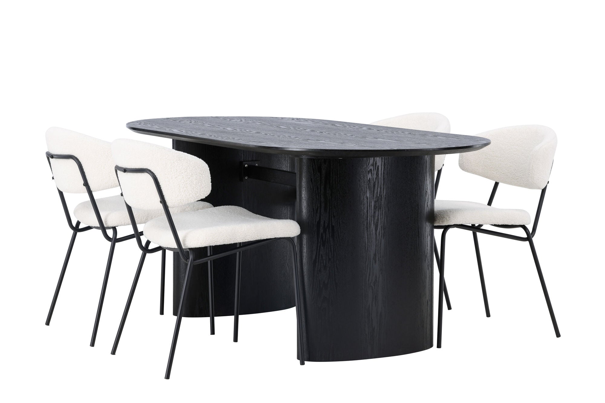 Venture Home Isolde spisebord 180*75 - Black / Black MDF +Chico Spisebordsstol - Black / White Boucle _4