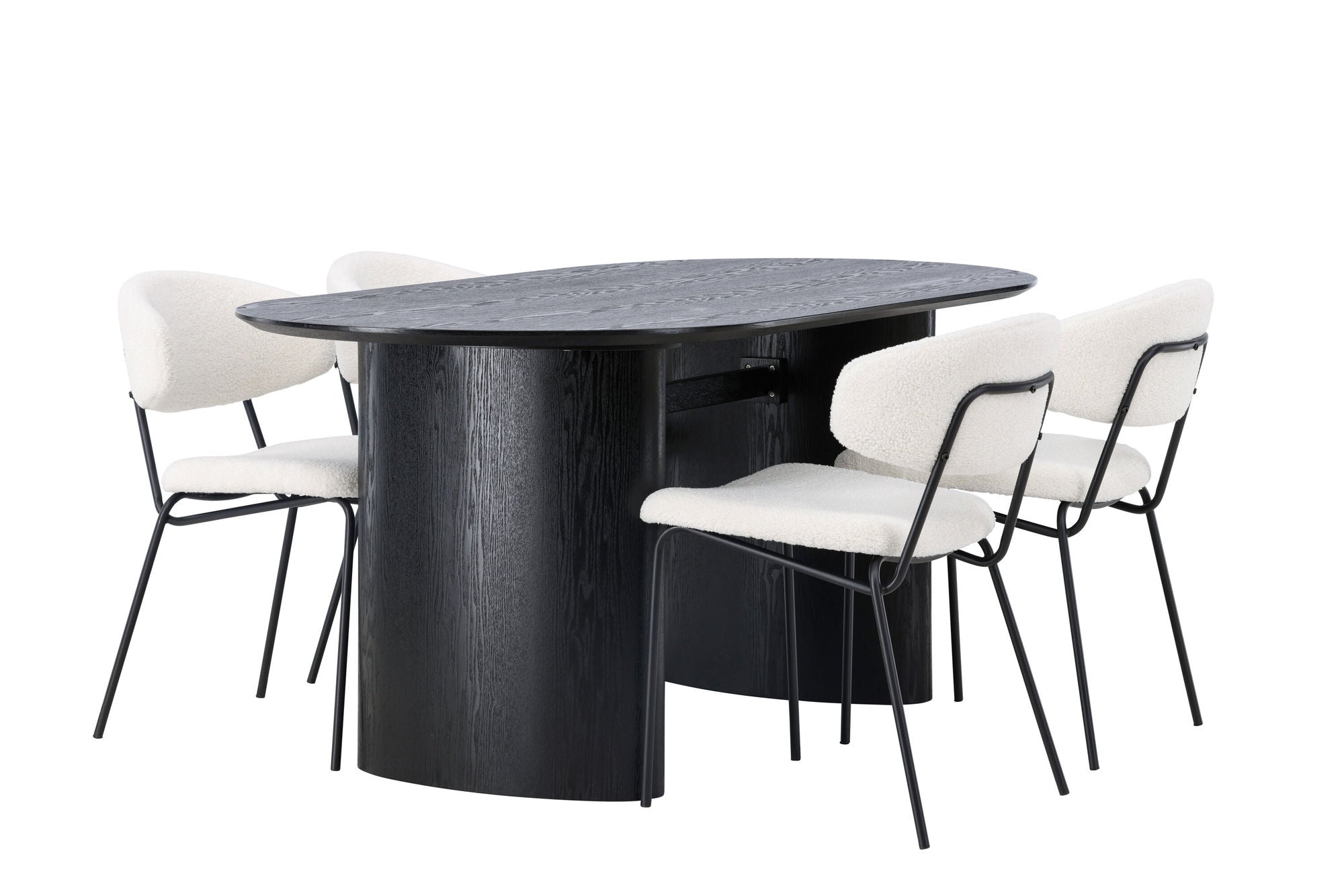 Venture Home Isolde spisebord 180*75 - Black / Black MDF +Chico Spisebordsstol - Black / White Boucle _4
