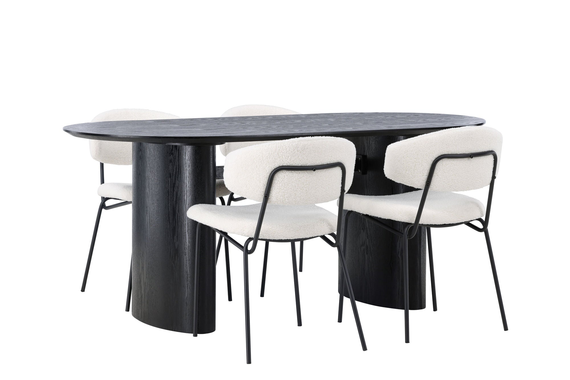 Venture Home Isolde spisebord 180*75 - Black / Black MDF +Chico Spisebordsstol - Black / White Boucle _4