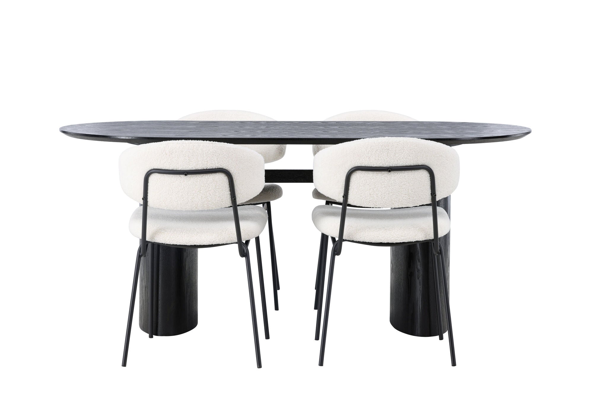 Venture Home Isolde spisebord 180*75 - Black / Black MDF +Chico Spisebordsstol - Black / White Boucle _4