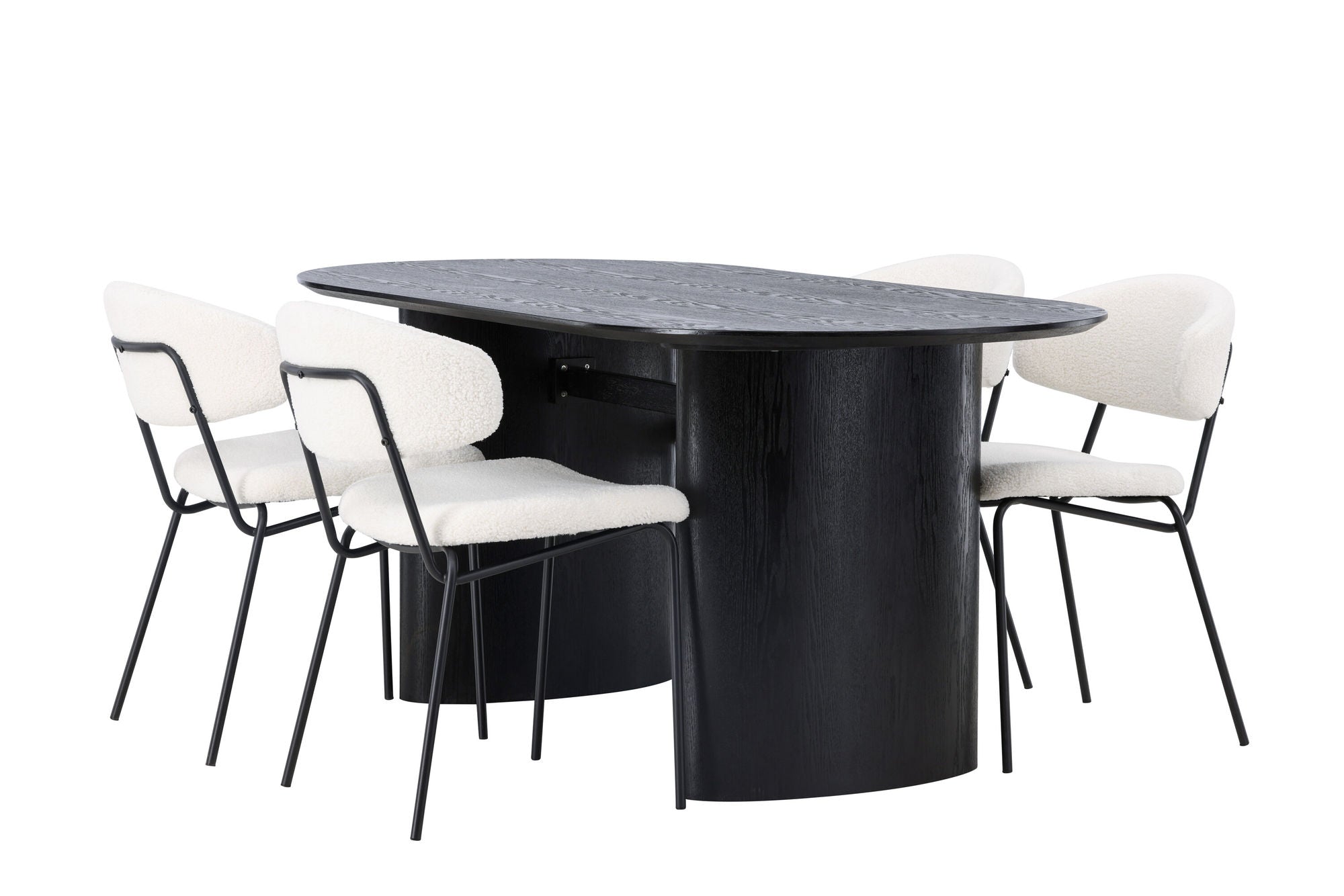 Venture Home Isolde spisebord 180*75 - Black / Black MDF +Chico Spisebordsstol - Black / White Boucle _4