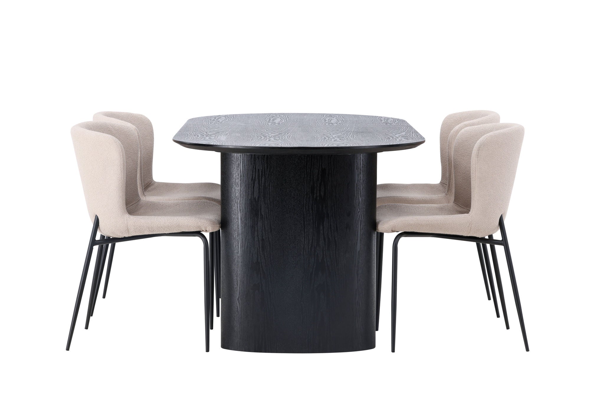 Venture Home Isolde spisebord 180*75 - Black / Black MDF +Modesto Spisebordsstol - Beige / Beige Boucle _4